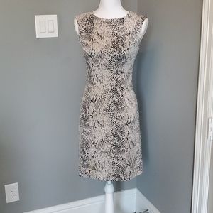 Calvin Klein cream black python pattern dress size 2